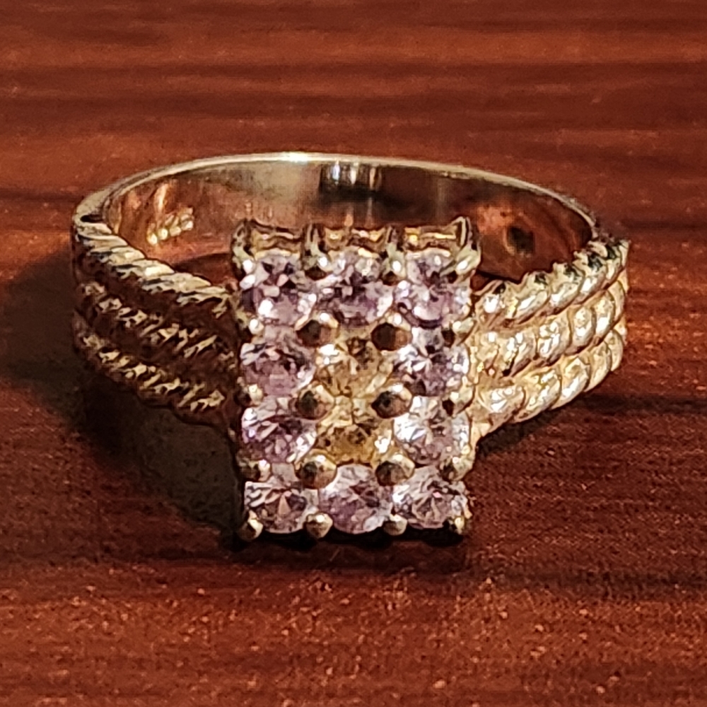 Silver Cubic Zarconia Cluster Ring